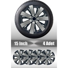 Renault Kangoo Trafic Master 15" Inç Uyumlu 4 Adet 1 Takım Gri Siyah Jant Kapağı 045