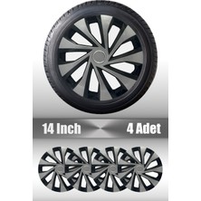 Hyundai I10 I20 I30 Elentra 14" Inç Uyumlu 4 Adet 1 Takım Gri Siyah Jant Kapağı 048