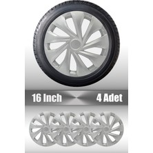 Renault Fluance Taliant Scenic 16" Inç Uyumlu 4 Adet 1 Takım Gri Kırılmaz Esnek Jant Kapağı 032