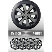 Chevrolet Lacetti Cruze Epica 15" Inç Uyumlu 4 Adet 1 Takım Gri Siyah Jant Kapağı 043