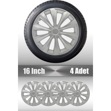 Renault Laguna Escape Spring 16" Inç Uyumlu 4 Adet 1 Takım Gri Kırılmaz Esnek Jant Kapağı 041
