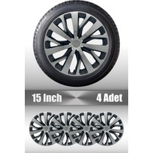 Toyota Yaris Auris Verso 15" Inç Uyumlu 4 Adet 1 Takım Gri Siyah Jant Kapağı 047