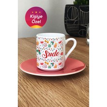 Kişiye Özel Pembe Yeni Yıl Temalı Türk Kahvesi Fincanı Hediye