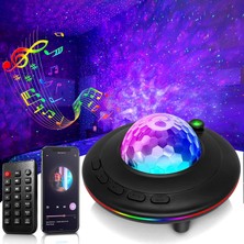 Gridtech Bluetooth Projektör Gece Lambası Uzaktan Kumandalı Rgb Led Hoparlör Yıldızlı Gökyüzü Işık Efekti