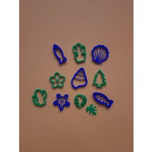 Kil Hamuru Kesme Kalıbı Okyanus ve Bitki Temalı 10 Figürlü Set (Biyoplastik)