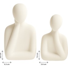 Soyut Figürlü Kalp Temalı Dekoratif Set – 4 Parça – Beyaz
