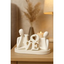 Minimalist Aşk Heykeli – Love Yazılı Çift Figürlü Beton Obje