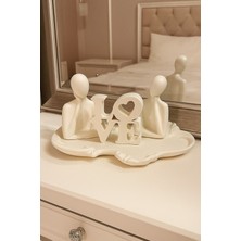 Soyut Figürlü Love Yazılı Dekoratif Set - Beyaz | Md-Dkr-17-Byz