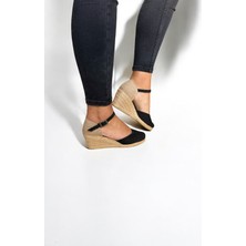 Kadın Keten Dolgu Topuk Espadril – Arkası Hasırlı Yazlık Sandalet