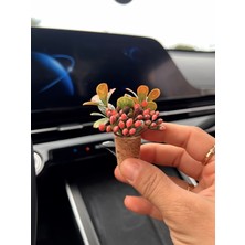 Dekoratif Mini Araç Kokusu|el Yapımı Mantar Saksı Çiçek Oto Klima Süsü|Difüzör Pembe