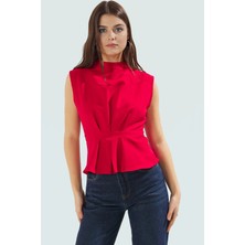 Fitted Bisiklet Yaka Bluz Nefes Alan Polyester Kumaştan Iş Giysisi Rahat ve Şık Modern Stil