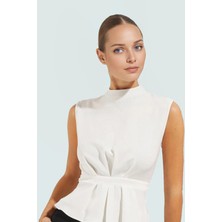 Fitted Bisiklet Yaka Bluz Nefes Alan Polyester Kumaştan Iş Giysisi Rahat ve Şık Modern Stil