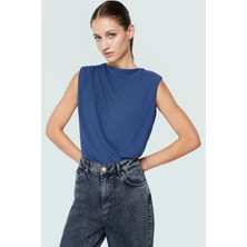 Yazlık 100% Polyester Regular Kalıp Bisiklet Yaka Bluz Zarifane Tasarım Kaliteli Işçilik