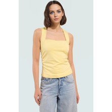 Kadın Yazlık Kolsuz Bluz Pamuklu Rahat Kare Yaka Premium Kalite Modern Stil