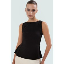 Rahat ve Şık Peplum Bluz %92 Polyester %8 Elastan Micro Örme Kumaş Trend Tasarım
