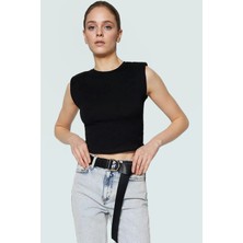 Yazlık Kolsuz Crop Bluz Pamuklu Örme Renk Basic Kalıp Özel Tasarım Uzun Ömürlü Şık Görünüm
