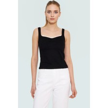 Rahat Stretch Denim Bluz Renk Kalp Yaka Casual Tarz Pamuklu Seçkin Malzeme
