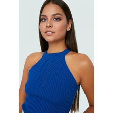 Kolsuz Triko Bluz 100% Akrilik Halter Yaka Regular Kesim Cepsiz Mükemmel Uyum