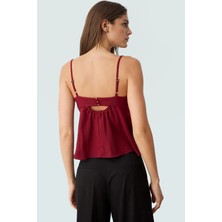 Fitted Kalıp Keten Görünümlü Kolsuz Bluz %100 Polyester Günlük Kullanım Için