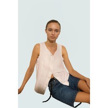 Keten Dantel Detaylı Crop Bluz Rahat Yazlık Stil Şık Görünüm Yüksek Kalite Kaliteli Işçilik