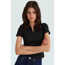 Nefes Alan Pamuklu Kaşkorse Bluz Fitted Polo Yaka Mükemmel Uyum Günlük Kullanım Için