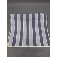 67X150CM Mavi Lacivert Çizgili Kumaş Balkon Brandası Kenar Biye Dikişli