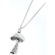 Mantar Parlak Tasarım 925 Ayar Gümüş Kolye