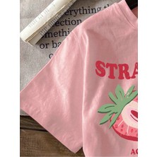 Strawberry Baskılı Kız Çocuk/yetişkin Alt Üst Takım – Yazlık Tişört ve Şort Seti