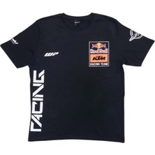 Erkek Bisiklet Yakalı Redbull Ktm Baskılı Kısa Kollu Siyah Tişört Ety-Ktmr