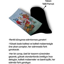 Retro Çizim Noel Kız Noel   Dijital Baskılı Yılbaşı Çorabı - Unisex