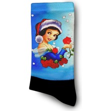 Yılbaşı Prensesi Noel   Dijital Baskılı Yılbaşı Çorabı - Unisex