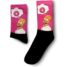 Homer Simpson Donut Hayal Ediyor  Dijital Baskılı Çorap - Unisex