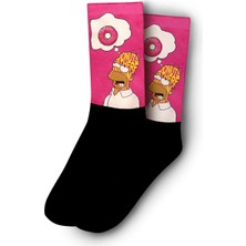 Homer Simpson Donut Hayal Ediyor  Dijital Baskılı Çorap - Unisex