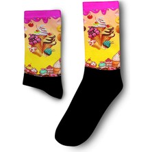 Renkli Dondurmalar  Dijital Baskılı Çorap - Unisex