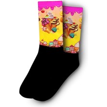 Renkli Dondurmalar  Dijital Baskılı Çorap - Unisex
