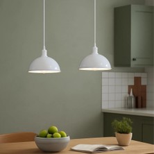 Riolight Vintage,retro,rustik Beyaz Başlık 2XE27 Metal Masa Üstü Sıralı Avize UZUNLUK:60CM