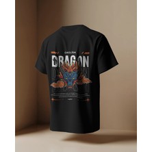 Caglısa Özel Tasarım “dragon Power” Oversize Tişört (Siyah/beyaz)