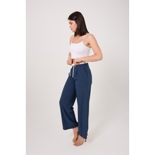 Cess Çift Bel Bantlı Yüksek Bel Wide Leg Kadın Pantolon