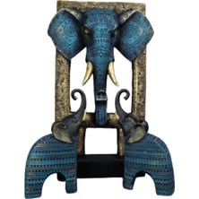 Dekoratif Fil 3'lü Set Polyester Biblo Büyük 36 cm Küçük 17.5 cm