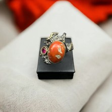 Orijinal Mercan ve Yakut Gümüş Yüzük