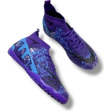 Laliga Çoraplı Halısaha Ayakkabı Mor Siyah Desenli