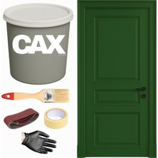 CAXCOLORS Ahşap & Lake Vernikli Kapı Akrilik Boya Seti 1 Litre + Fırça + Zımpara + Bant + Eldiven