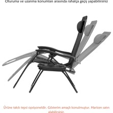 Terracy Home & Garden Yatabilen, Ayarlanabilir Pozisyonlu, Katlanabilir Zero Gravity Şezlong, Kamp Sandalyesi