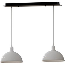 Riolight Retro,vintage,rustik Beyaz Şapkalı 2XE27 Metal Masa Üstüavize UZUNLUK:60CM