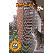 Balkon Güvenlik Filesi 2,5X10 Mt, 24 Adet Montaj Setli, Kedi ve Kuş Koruma Filesi