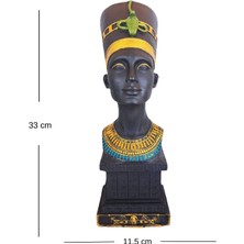 Nefertiti Antik Mısır Kraliçesi Dekoratif Obje Biblo Heykel 3'lü Set Büyük Boy