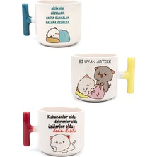 El Yapımı Kedi Motifli Set, 3'lü Kupa, Latte ve Espresso Için Tasarım