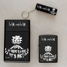 Toxic Rick Desenli Kişiye Özel Isimli Çakmak,metal Tabaka ve Anahtarlık Seti - 3'lü Hediye Set