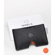 Exclusive Hakiki Deri Siyah Turuncu Kartlık