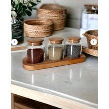 Online Kapında Ahşap Vakum Kapaklı Cam Kavanoz ( 3 Lü Set ) 250 ml